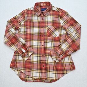 Pendleton Shirt Womens Small Red Yellow White Long Sleeve Button Up